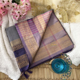 Vriksham Elegance Gray Chinnalampattu Saree Elephant Copper Work Border-VS4709